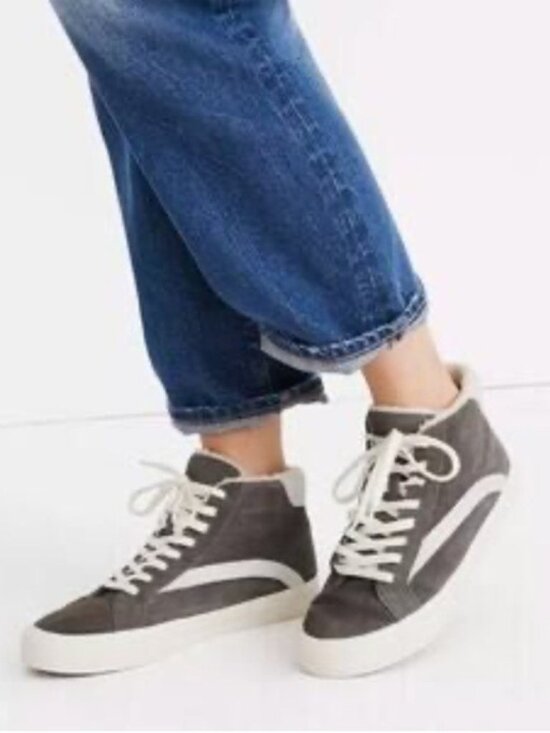 Madewell Shoes - Madewell Cloudlift Grey High Top Sneakers Suede/Faux Shearling Womens 9.5